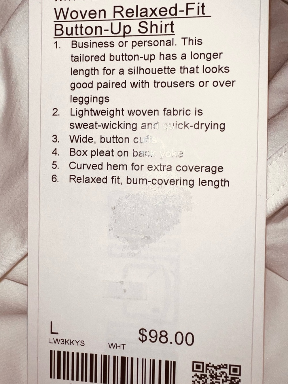 Lululemon White Woven Relaxed Fit Button Up Shirt Large - Picture 7 of 8